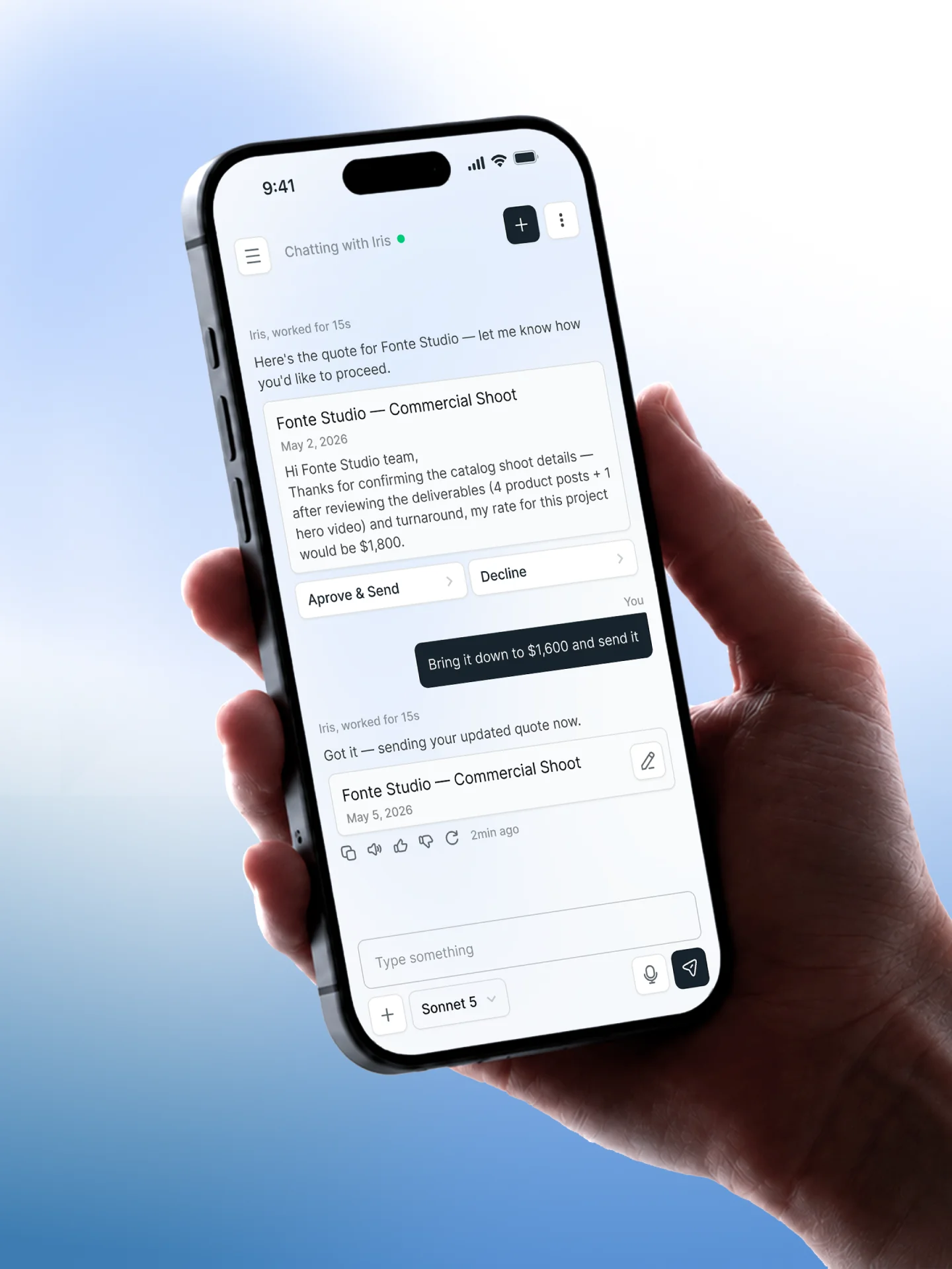 Adjusting and approving a quote with the agent from a phone