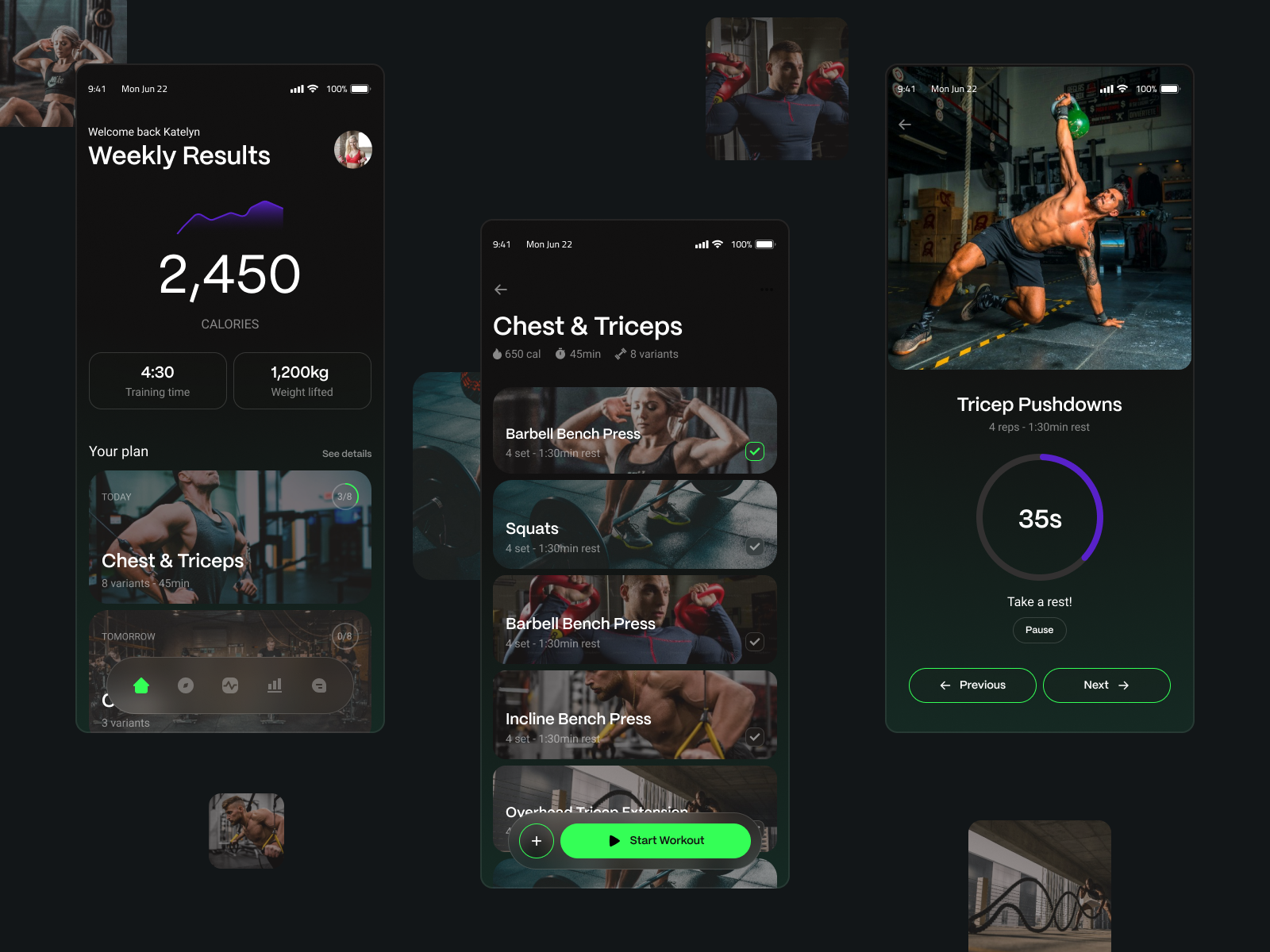 Mobile app workout view